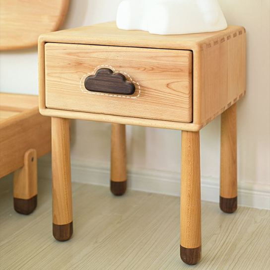 Rustic Mango Cloud Theme Modern Children's Bedside Table Natural with 1 Drawer Included