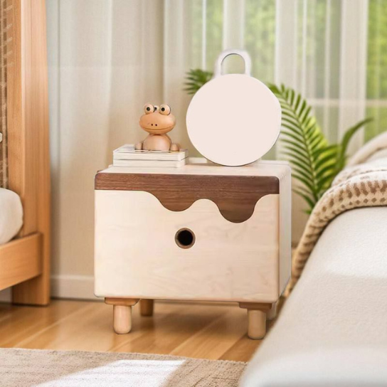 Rustic Mango Modern Children's Bedside Table with 1 Drawer