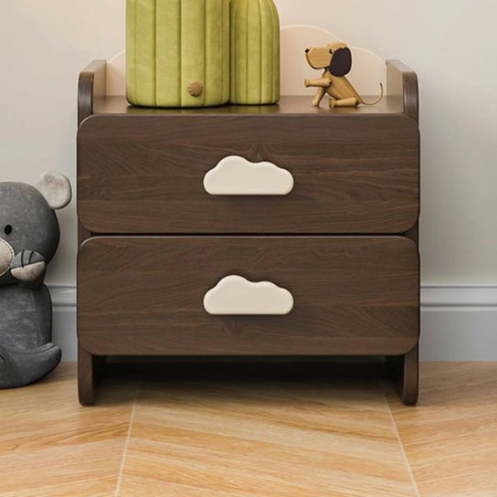 Rustic Mango Modern Solid Wood Children's Bedside Table Cloud Theme for Living Room