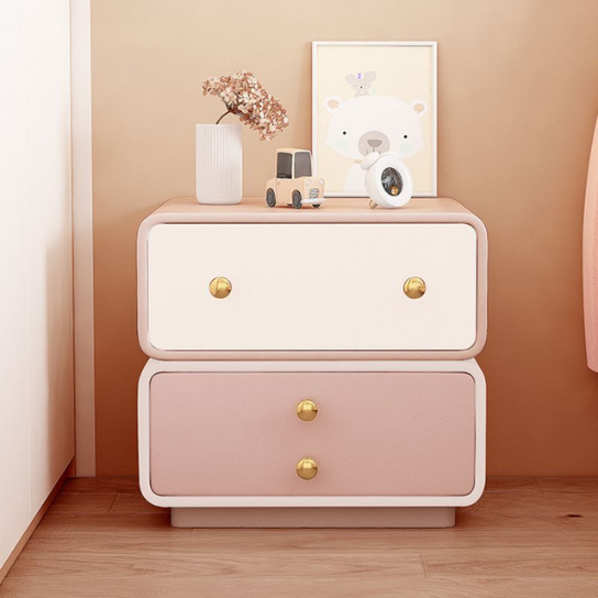 Rustic Mango Solid Wood Frame Modern Children's Bedside Table with 2 Drawers