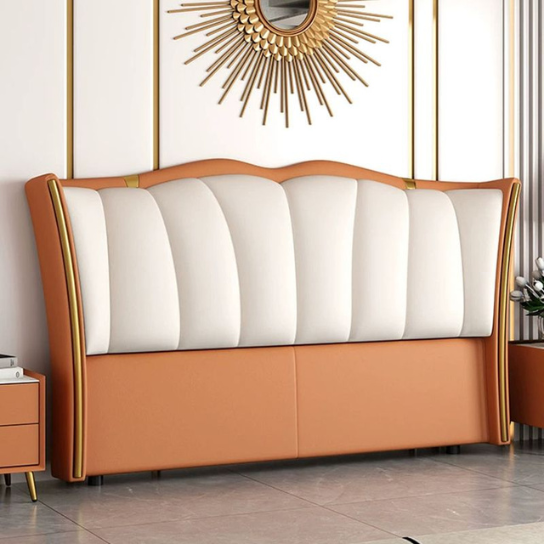 Rustic Mango Upholstered Twin Wood Headboard for Kids Bedroom with Solid Wood Frame in Gender Neutral Design