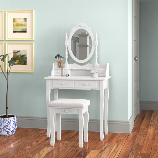 Rustic Mango solid wood Vanity set white color