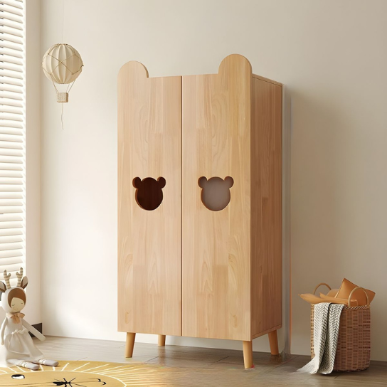 Rustic Mango Bear Pattern Modern Style Child Wardrobe Solid Wood