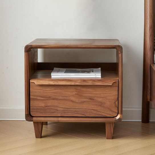 Rustic Mango 1 Drawer Solid Wood Open Back Kids Nightstand with Drawers and Open Storage