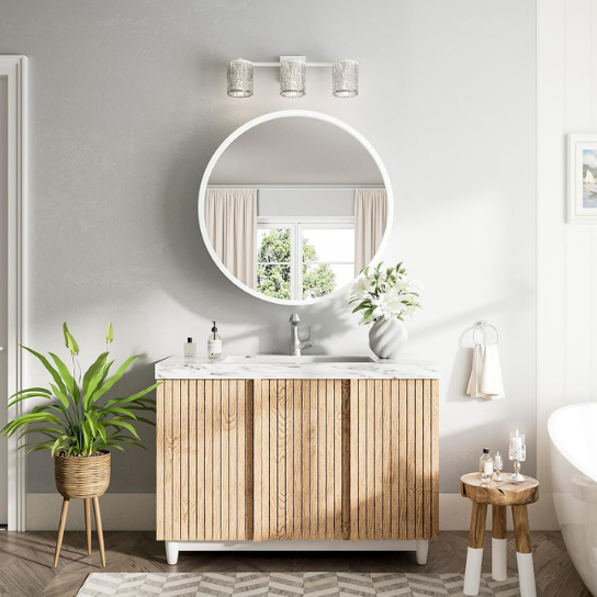 Rustic Mango Solid Wooden Round Shape In White Finish