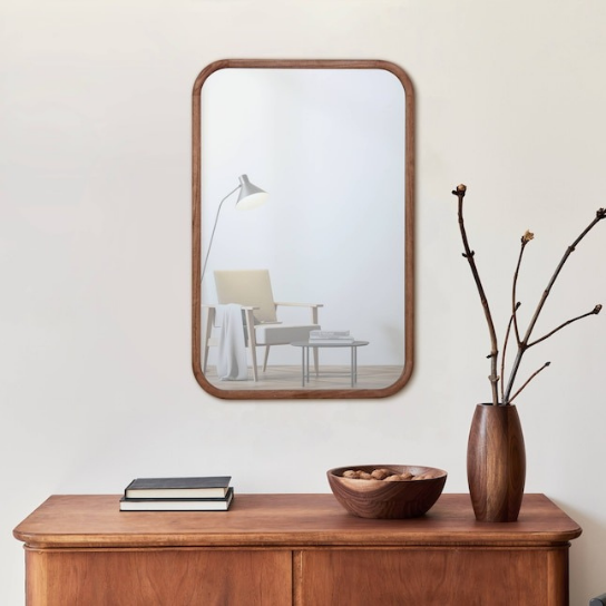 Rustic Mango Solid Wooden Mirror Frame in Simple Form With Honey Finish