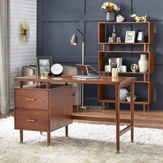 Rustic Mango Urban Style Solid Wooden Study Table In Honey Finish