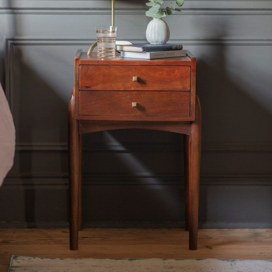 Rustic Mango  Solid Wooden Bedside In Vintage Style Honey Finish